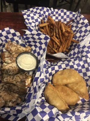 Wings, fries and dumplings!