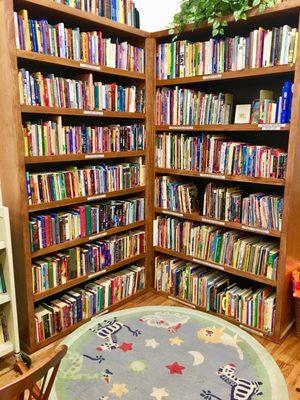 Quite a few shelves of children and teen reading!