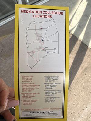 Medication collection locations for drop offs