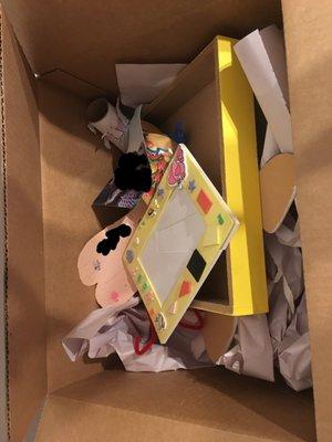 My child's stuff thrown in a box like garbage