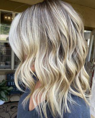 Blonde reverse balayage and cut