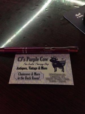 Free purple pen with purchase