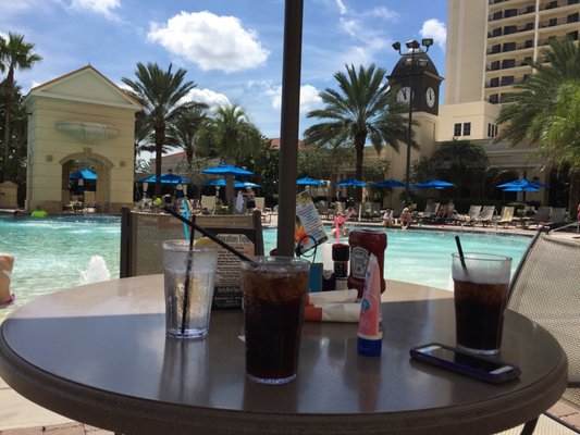 Dining poolside