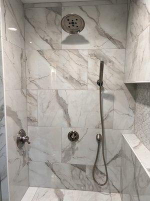 Bathroom remodel with all new shower, fixtures and glass enclosure