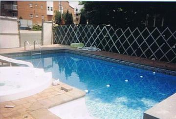 Inground swimming pool with spillway spa