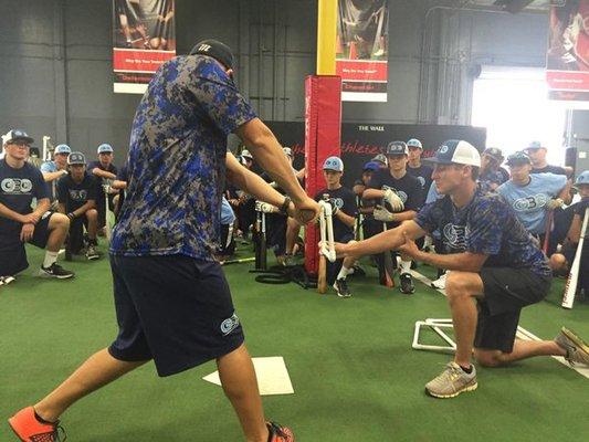 Ryan discussing approach at the plate with Garciaparra Baseball Group.