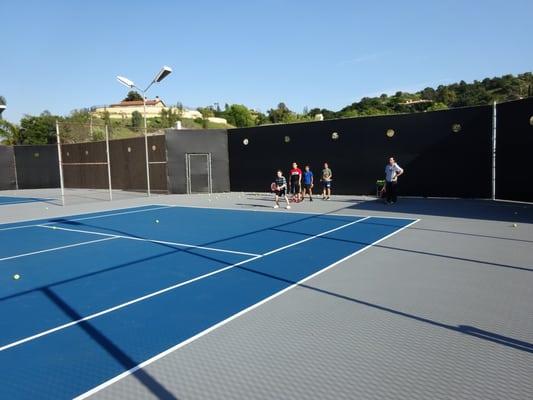 Junior tennis class.