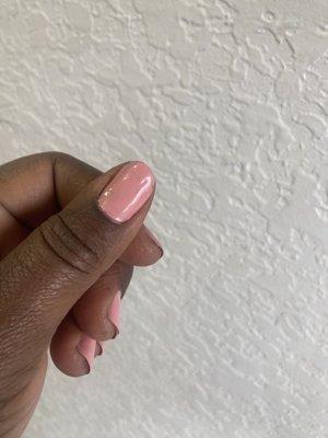 Lumpy, poorly polished nails that are chipping.