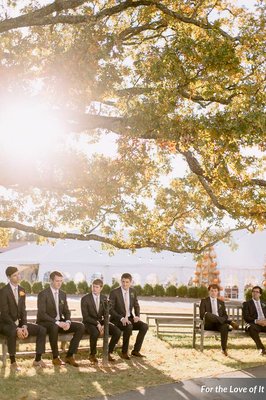 Groom and his groomsmen await the Processional at Moss Mountain Farm