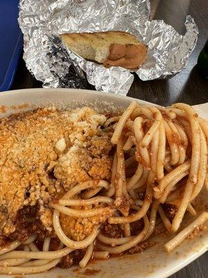 Lg Spaghetti and Garlic bread