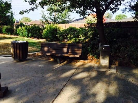 Benches and a working water fountain