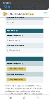 Great CD rates: 4.75% apy for 13 months; 4.85% apy for 7 months.  20 June 2023