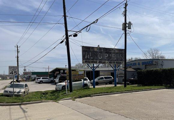 View looking east, shop is on the far right. 842 Aldine Bender, 77032.