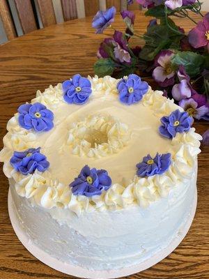 Gluten free angel food cake with lemon buttercream