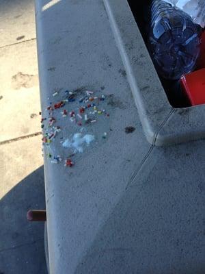 Gross clown throw up on the garbage can! Ha ha