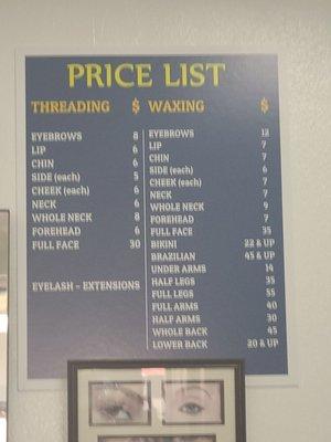 Price list