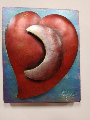 Half Moon in Heart - Wall Metal Art