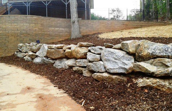 boulder retaining wall