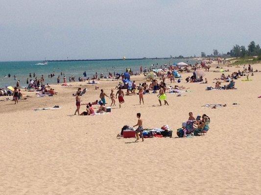 Everyone enjoying the Sun and Lake Huron at Oscoda Beach just down the street from Garden View Coffee Mill.