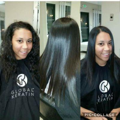 Before and after her keratin treatment!