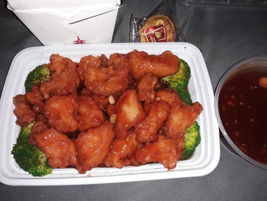 General Tso Chicken. The sauce tastes a bit different from other Chinese restaurants.