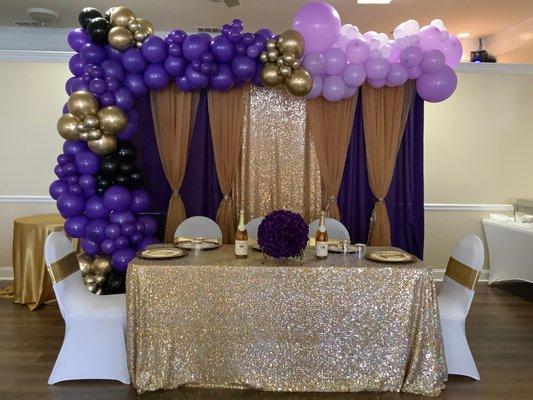 Balloon Arch and head table- The Red Door Room II