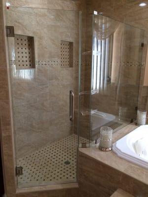 Big frameless glass shower