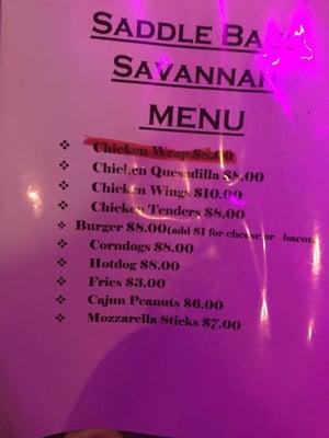 The extent of their menu... Six dollars for peanuts?!