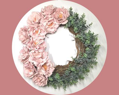 Gorgeous Dual Rose and Eucalyptus Wreath at Seasons By Rosalba in Laredo, Texas.