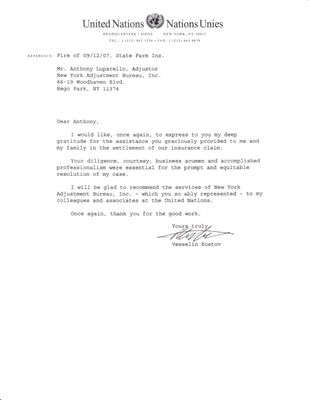 Letter of recommendation from employee at United Nations