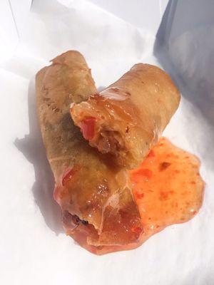 Traditional lumpia shanghai with sweet chili sauce.