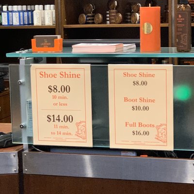 Rates for a shine