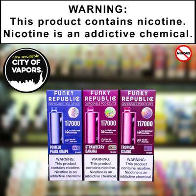 SARASOTA AND BRADENTON'S NUMBER 1 VAPE SHOP! WE ALWAYS HAVE FUNKY REPUBLICS IN STOCK
BUY 2 GET 15% OFF, BUY 4 GET 1 FREE ON ALL DISPOSABLES