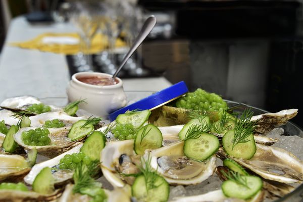 Caviar w Oysters on the half shell