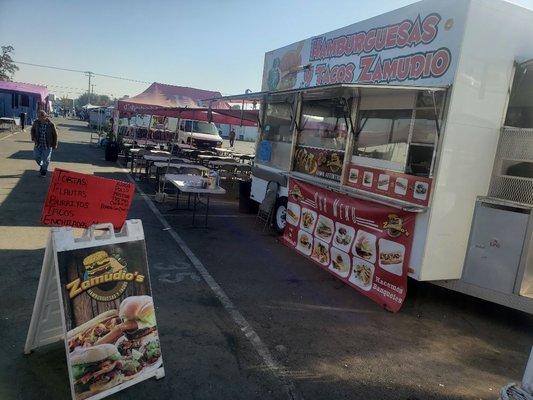 Our food truck inside the flea market line 8 spc 35 receive a map at the front office