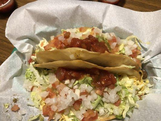 Overstuffed tacos--one is a meal