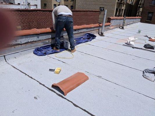 Clay coping stone replacement.