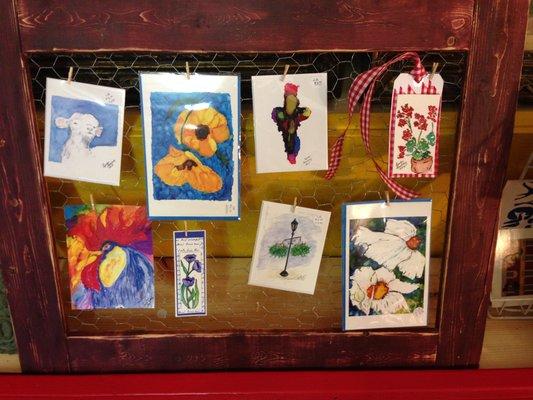 Hand painted gift cards, note cards and bookmarks by Lynda Breeding.