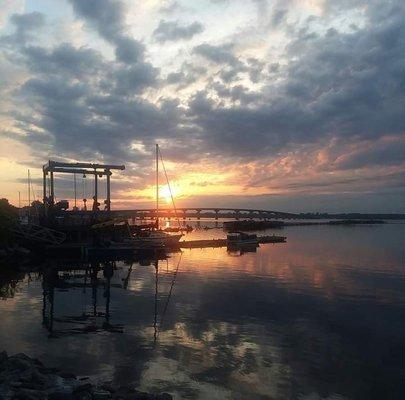 Sunrise over the service dock