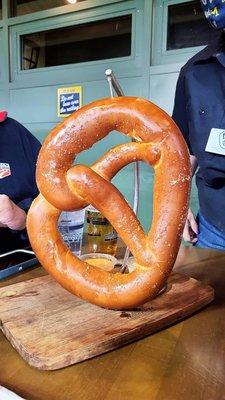 Giant pretzel. Fluffy and great cheese sauce