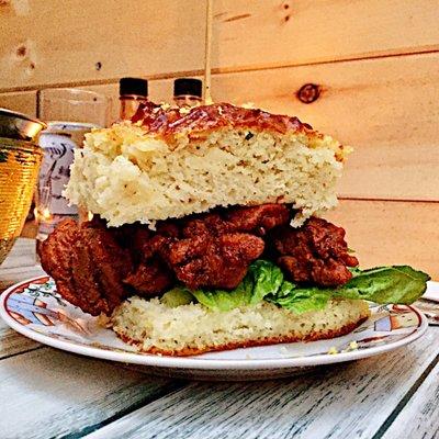 Fried Chicken Biscuit Sandwich.