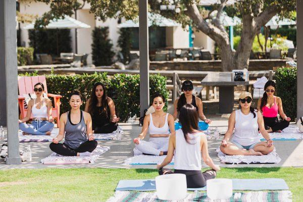 Private yoga birthday event at the park