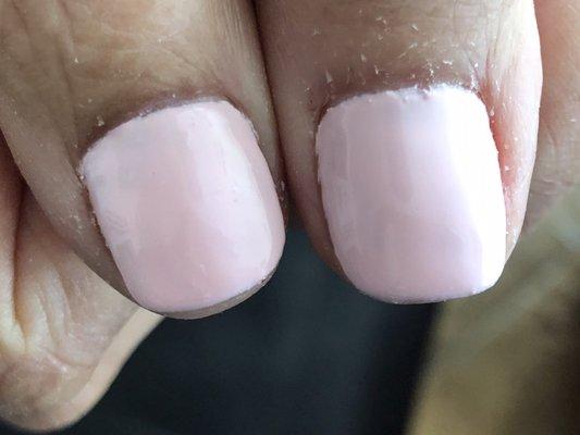 Noticed the rough cuticle and the odd shape of the nails the rest of the nails look pretty crappy.