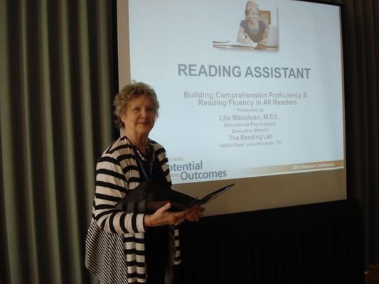 Director presenting at a recent national conference on reading interventions