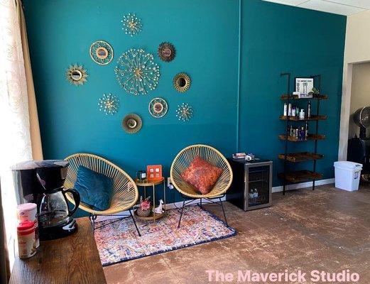 Welcome to The Maverick Studio 

We've refurnished our waiting area:
New sitting area
New Retail Shelves
Waiting on our new Keurig ,