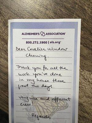 We are grateful for our clients and appreciate notes of praise!