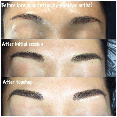 Beautiful brow transformation with microblading.