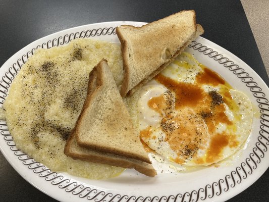 Eggs and grits. I added pepper and Tabasco