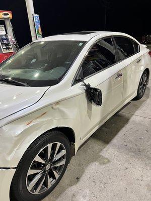 Deer damaged vehicle