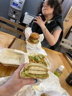 Pesto chicken sandwich was amazing and HUGE! Burgers were fantastic too!